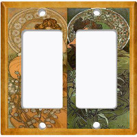 WorldAcc Metal Light Switch Plate Outlet Cover (Beautiful Art Nouveau Angels Portrait - Double Rocker)