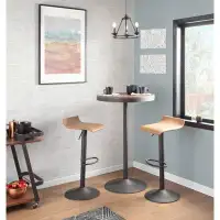 Ivy Bronx 2PC Industrial Barstool in Antique Metal and Camel Faux Leather