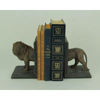 Darby Home Co Antique Stone Finish Lion Top And Tail Bookend Set