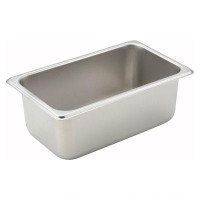 Winco Winco 1/4 Size Straight-Sided Steam Table / Hotel Pan, 25 Gauge, 4" Deep