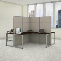 Bush Business Furniture Easy Office 4 Person L-Shaped Desk Workstation with Panels Cubicle
