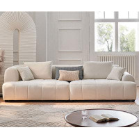 MABOLUS 98.43" White Cloth Modular Sofa cushion couch