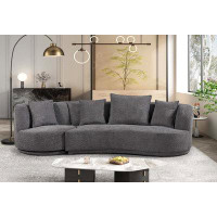 Everly Quinn Living room sofa set with luxury teddy fleece armchair swivel 360 degree