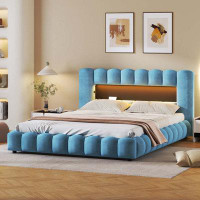 wtressa Platform Bed With LED Headboard And USB