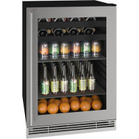 U-Line 105 Cans (12 oz.) 24" Built-In Undercounter Beverage Refrigerator with Wine Storage