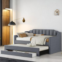 Latitude Run® Upholstered Daybed With Trundle And Three Drawers