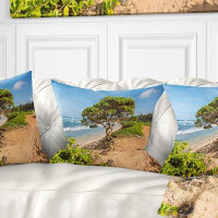 Made in Canada - East Urban Home Seashore Tree on Beach in Kauai Hawaii Pillow