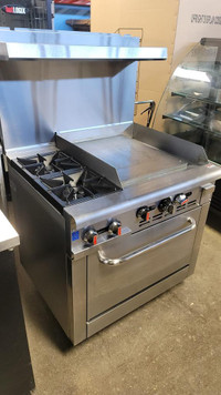 Commercial 2 Burners with 24 Griddle Stove Top Range