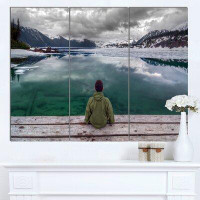 Made in Canada - Design Art 'Boy Looking at Clear Mountain Lake' 3 Piece Photographic Print on Wrapped Canvas Set