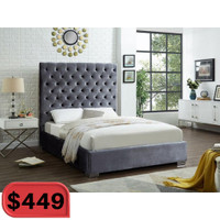 Grey Tufted Platform Bed Sale !! Huge Furniture Sale !!