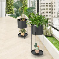 Hokku Designs 2 Metal Planter Pot Stands With Drainage Holes