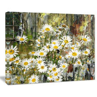 Design Art 'Daisies Flowers Under the Window' Painting Print on Wrapped Canvas