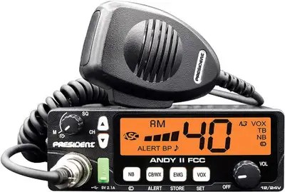 CB RADIO - IDEAL FOR ROAD TRIPS - President Andy II - with Weather Channel, Scan, USB Port, VOX and more!