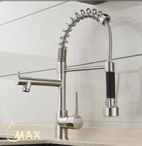 Pull-Down Flexible Kitchen Faucet With Separate Pot Filler Spout 17 In Brushed Nickel Finish