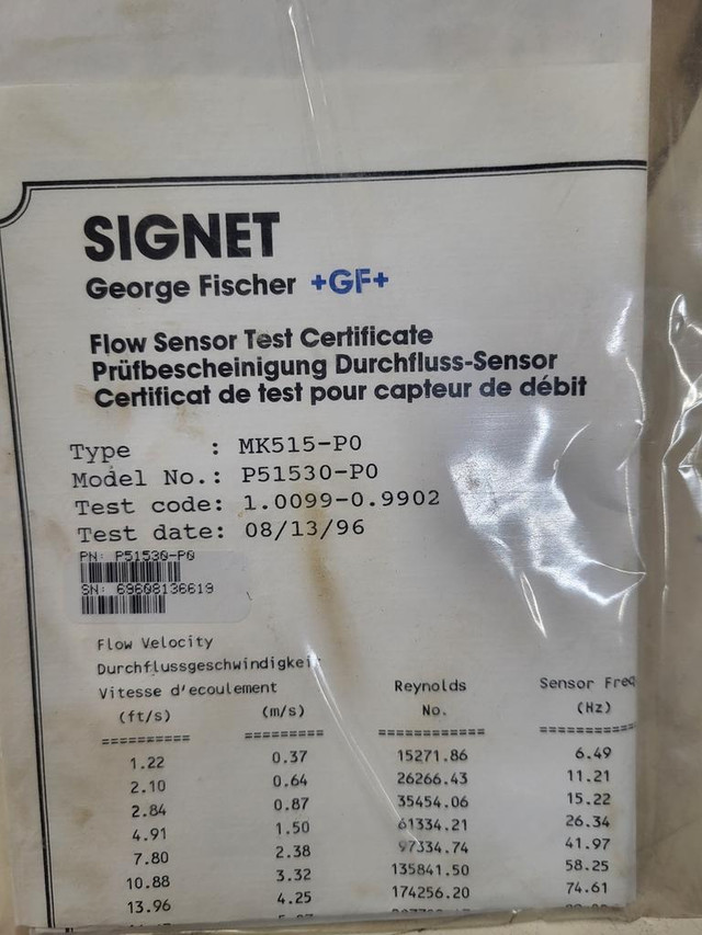 Signet flow sensor P51530-PO in Other Business & Industrial in Ontario - Image 2