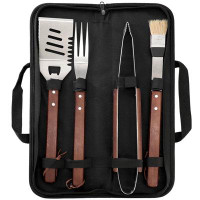 Gibson Home Gibson Home Barbecue Basics 5 Piece Stainless Steel BBQ Tool Set with Wood Handles