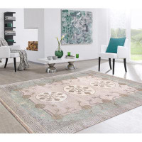 Pasargad Khotan Oriental Hand-Knotted Rectangle 8'2" x 10'2" Wool Area Rug in Ivory/Light Green/Purple