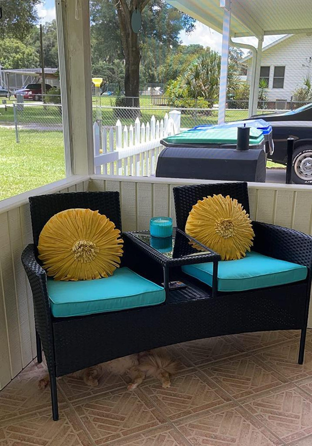 Outdoor Wicker Patio Conversation Furniture Set Bench in Patio & Garden Furniture