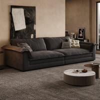 Latitude Run® 109.45" Black Cloth Modular Sofa cushion couch