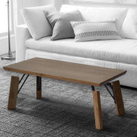 Union Rustic Rectangular Wooden Coffee Table With Block Legs