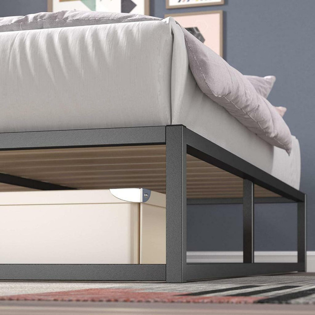NEW 10 RAISED METAL PLATFORM BED FRAME WOOD SLAT in Beds & Mattresses in Regina - Image 4