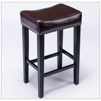 Winston Porter Counter Height 29" Bar Stools For Kitchen Counter Backless Faux Leather Stools Farmhouse Island Chairs