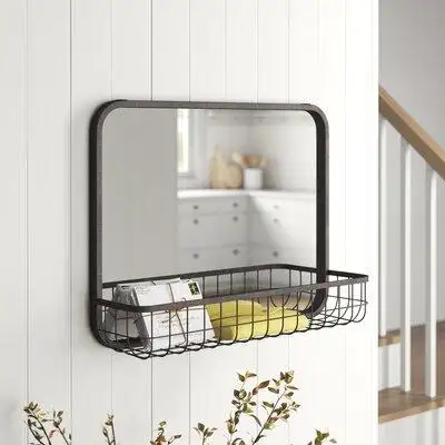 17 Stories Jalonte Wire Basket Shelf Accent Mirror
