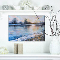 Made in Canada - East Urban Home Winter Sunset on the Lake - Wrapped Canvas Print