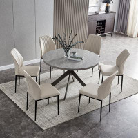 Latitude Run® Cappelletti 47'' Round Dining Table Set, Modern Leisure Coffee Table, Save Space (1 Table 6 Chairs)