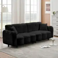 Latitude Run® 96.06 Inch Large Teddy Plush Sofa For Living Room And Entertainment Space.