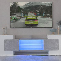 Greenery Long LED TV Stand Full RGB Colour Selection with 2 Tempered Glass Shelves