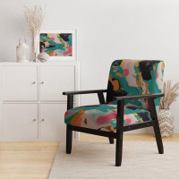 Ivy Bronx Turquoise Pink Abstract Serenity II - Upholstered Modern Arm Chair