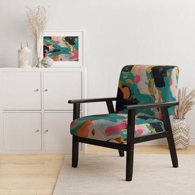 Ivy Bronx Turquoise Pink Abstract Serenity II - Upholstered Modern Arm Chair in Chairs & Recliners