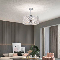 Everly Quinn Alexia 24 Inch Chrome Finish Modern Glame Style Crystal Ceiling Lighted Ceiling Fan With Remote