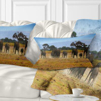 East Urban Home African Memory of African Wild Elephants Lumbar Pillow