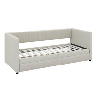 Latitude Run® Twin Size Corduroy Daybed With Two Drawers And Wood Slat