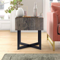 AllModern Sherman Solid Wood Cross Legs End Table with Storage