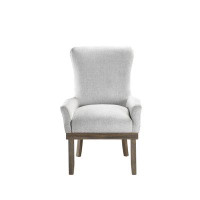 Rosalind Wheeler Aideth Linen Upholstered Wingback Arm Chair in Light Grey