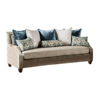 Wildon Home® Katy 91 Inch Sofa With 8 Pillows, Bench Seat And Backrest, Beige Chenille