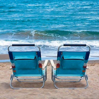 Alpha Camp 2-piece Low Folding Beach Chairs With 3 Adjustable Recline Positions With Cooler Bag in Other