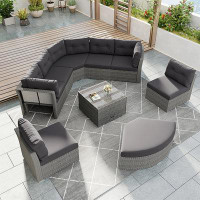 Wildon Home® Patio Furniture Set Outdoor Furniture Daybed Rattan Sectional Furniture Set Patio Seating Group With Cushio