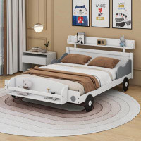 Cosmic Full Size Car-Shaped Platform Bed With Shelf