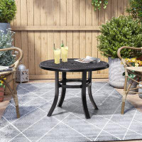 Alcott Hill Cast Aluminum Patio Side Table Outdoor Round Anti-rust Small Table With Umbrella Hole, Coffee Bistro Table,