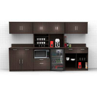 Breaktime Buffet Sideboard Kitchen Break Room Lunch Coffee Kitchenette Cabinets 6 Pc Espresso – Factory Assembled (Furni