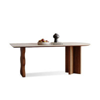 Wildon Home® 62.99" Nut-Brown Rock Beam+Solid Wood Dining Table