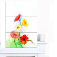 Design Art 'Still Life Coloured Gerbera Flowers' 3 Piece Painting Print on Wrapped Canvas Set