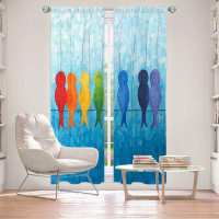 East Urban Home Lined Window Curtains 2-panel Set for Window Size by nJoy Art - Rainbow Birds Wire