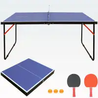 WOBON Table Tennis Table with Net and 2 Ping Pong Paddles