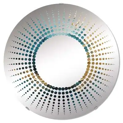 East Urban Home Gold Teal Ocean Spiral I - Starburst Decorative Mirror MIR106058 C