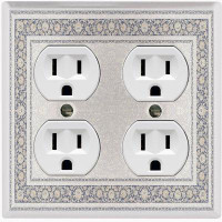 WorldAcc Metal Light Switch Plate Outlet Cover (Rustic Gray Carpet Rug Print - Double Duplex)
